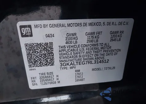 2024 GMC Terrain Awd Sle from USA, damaged, VIN 3GKALTEG7RL314512